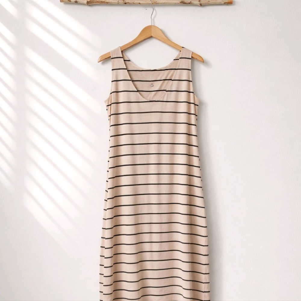 Sleeveless Striped Maxi Tank Dress Size M